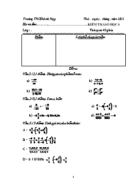 Kiểm tra Số học 6 - Trường THCS Minh Hợp